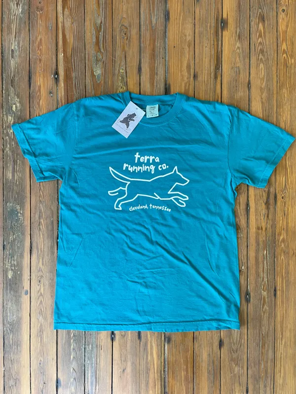 Terra Running Terra Running Dog Comfort Colors Tee Teal/White