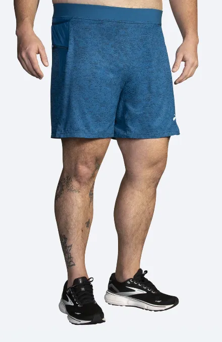 Brooks Men's Sherpa 7" 2-IN-1 Short Dk Ocean Terrain Print